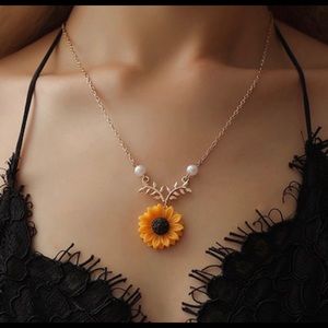 **2 for $15** Sunflower with Gold Leaf and Pearls